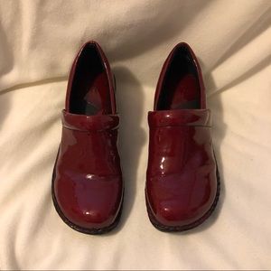 Born B.O.C. Deep Red Patent Clogs